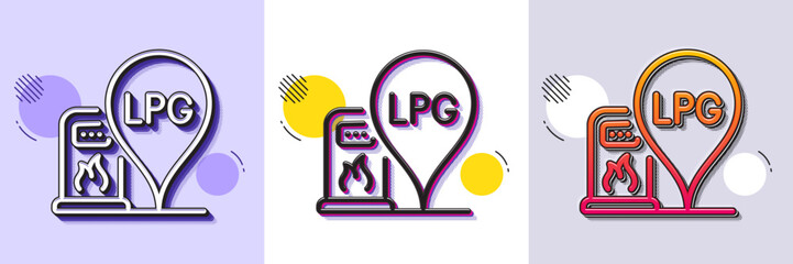 Poster - gas station line icon. halftone dotted pattern. gradient icon with grain shadow. filling lpg station