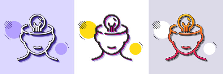 Poster - mental health line icon. halftone dotted pattern. gradient icon with grain shadow. brain idea sign. 
