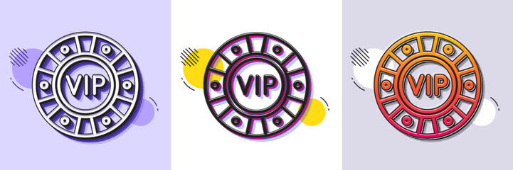 Poster - vip poker chip line icon. halftone dotted pattern. gradient icon with grain shadow. very important p