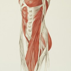 Poster - Detailed anatomical illustration of the muscular system showcasing intricate muscle fibers and structure. Generative AI