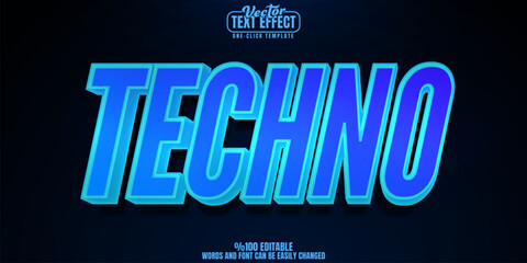 Poster - techno editable text effect, customizable cyber and technology 3d font style