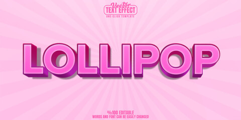Poster - lollipop editable text effect, customizable candy and sweet 3d font style