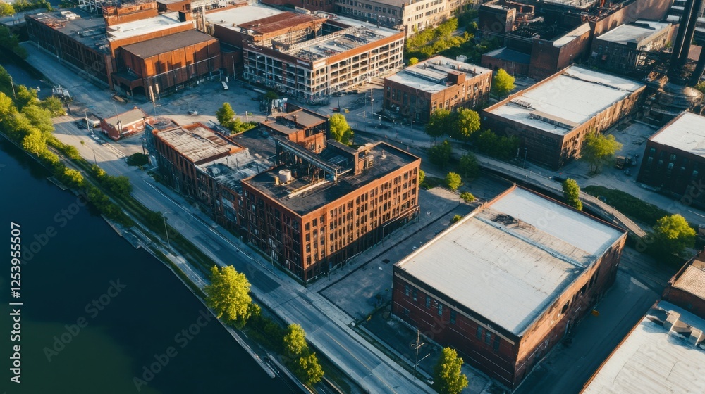 An aerial perspective of an urban renewal project transforming an ...