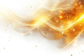 Poster - Gold abstract waves on white background with sparkles