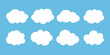© Svetlana - White fluffy cloud silhouette isolated on blue background. Minimalist clouds set. Great for web design, apps, children books, environmental graphics, weather icons