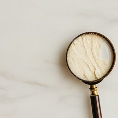 Poster - Close examination of dry and flaky skin through a magnifying glass on a neutral background. Generative AI