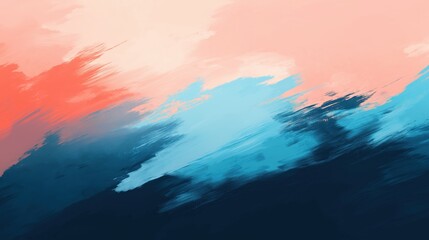 Poster - Abstract brushstroke gradient with warm coral and cool blue tones