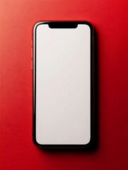 Poster - Minimalistic smartphone positioned on a striking red background emphasizing modern technology design : Generative AI