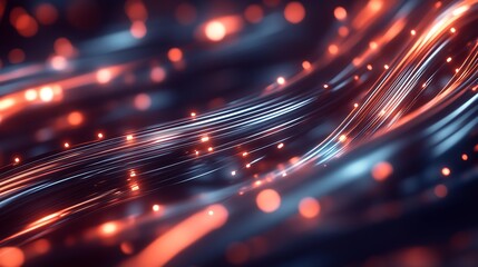 Aufkleber - Abstract Light Trails with Glowing Particles Creating a Dynamic and Colorful Background Design : Generative AI