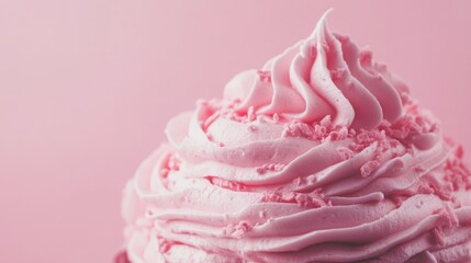 Wall Mural - Pink frosting swirl on a dessert with dramatic lighting