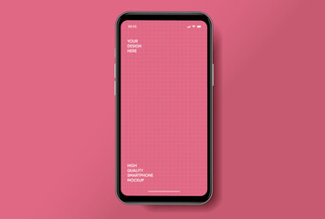 Fototapete - Realistic smartphone mockup. Mobile phone vector with isolated on white background. Device front view. 3D mobile phone with shadow. Realistic, high quality smart phone mockup for ui ux presentation.