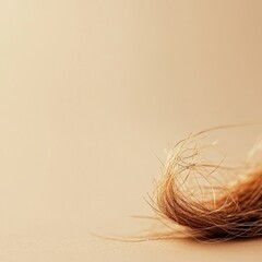 Aufkleber - Close up view of a broken strand of hair on a soft beige background highlighting texture and detail. Generative AI