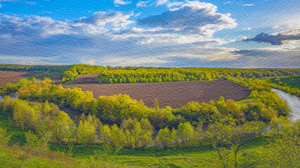 Wall Mural - beautiful landscape with a river and trees