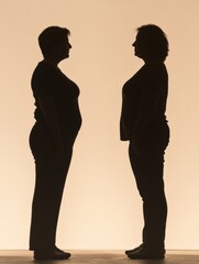 Poster - Silhouette showing dramatic weight loss transformation with a focus on healthy lifestyle choices. Generative AI