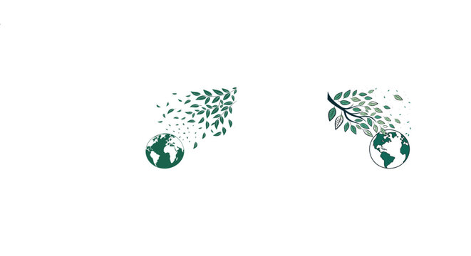: Earth-day-leaves-planet-design-white-background vector art illustration