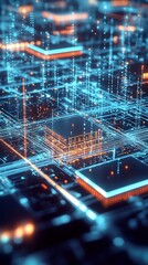 Aufkleber - Intricate digital circuit board scene featuring glowing microchips and vibrant colors : Generative AI
