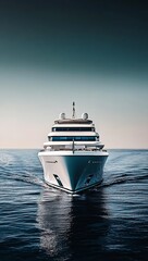 Poster - Sleek Luxury Yacht Gliding Through Still Waters in Beautiful Environment : Generative AI