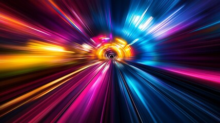 Leinwandbilder - Captivating Colorful Lights with Motion Blur Creating a Dynamic Abstract Image : Generative AI