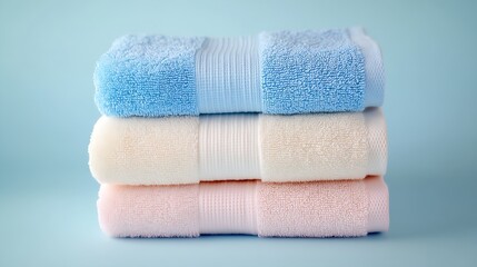 Leinwandbilder - Towels in Gentle Colors Piled for a Cozy Touch in Your Bathroom or Spa Area : Generative AI