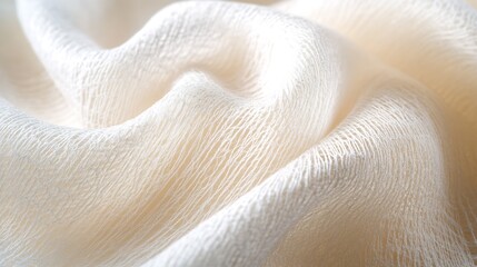 Fototapete - Soft white fabric showcasing delicate textures and gentle curves in warm light : Generative AI