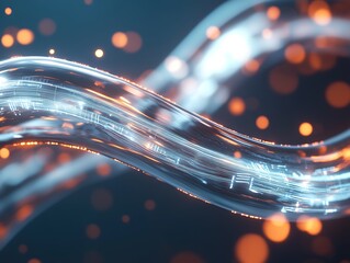 Leinwandbilder - Elegant and intricate wave pattern illuminated with glowing elements for a futuristic feel : Generative AI