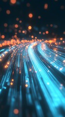 Fototapete - Abstract glowing light trails creating a stunning futuristic landscape pattern design : Generative AI