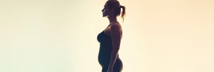 Poster - Silhouette showing weight loss transformation with before and after depiction in soft lighting. Generative AI