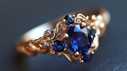Aufkleber - Intricate vintage sapphire ring showcasing exquisite craftsmanship and stunning gemstones : Generative AI
