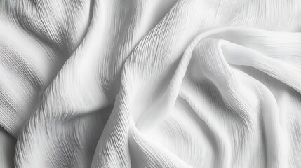 Poster - Close-Up View of Soft White Textile with Beautiful Gentle Creases and Textures for Elegant Design : Generative AI