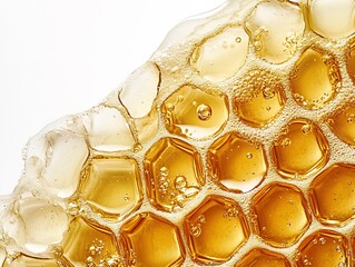 Poster - Stunning Close-Up of Honeycomb with Rich Honey and Bubbles for Nature Lovers : Generative AI