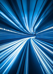 Leinwandbilder - Stunning swirl of light beams in a futuristic tunnel representing rapid motion : Generative AI