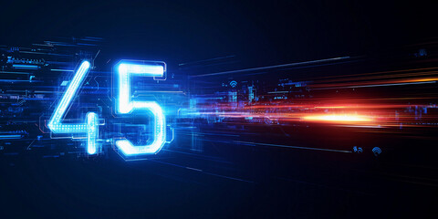 Aufkleber - Digital display of number 45 with neon effects in technology setting