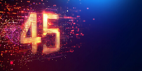 Aufkleber - Colorful digital display showing the number 45 in vibrant lights
