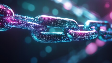 Leinwandbilder - Detailed view of a colorful digital link showcasing futuristic technology and design : Generative AI