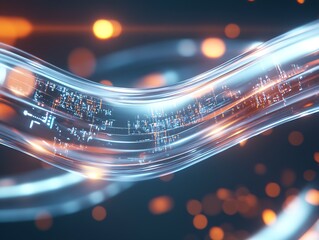 Leinwandbilder - Dynamic flow of light and digital patterns creating an enchanting visual experience : Generative AI