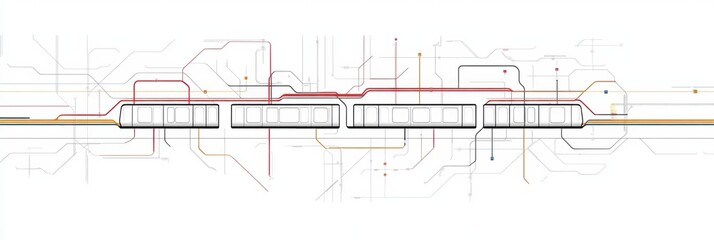 Leinwandbilder - Metro station layout with a detailed subway map showing routes and passenger transport options. Generative AI