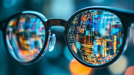 Poster - abstract digital glasses reflection colorful technology innovation futuristic design modern art brig