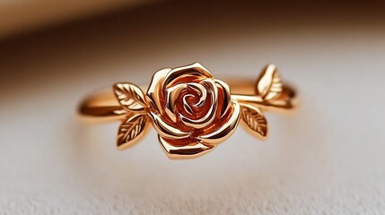 Poster - Stylish golden ring with a stunning rose embellishment crafted delicately to highlight elegance and charm : Generative AI