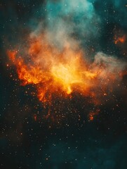 Wall Mural - Orange Blue Nebula Background Stars