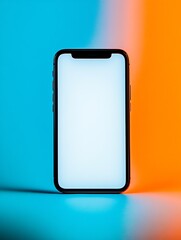 Fototapete - Minimalistic smartphone presented in an artistic light with a blank display for creative designs : Generative AI