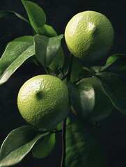 Wall Mural - Two limes on branch with green leaves