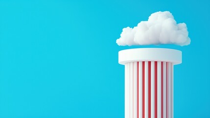 Poster - Abstract Column with Cloud on Top Against Bright Blue Background