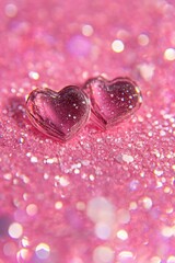 Poster - Heart Shaped Earrings on Pink Glitter