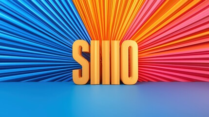 Poster - Colorful Striped Background with 3D Letters SI110 for Creative Projects