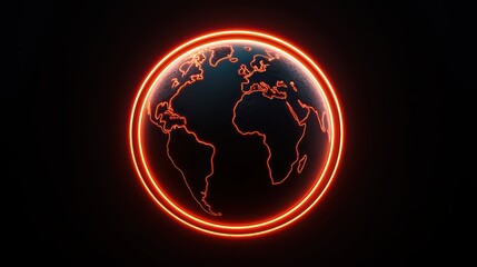 Poster - Illuminated Earth with Neon Glow and Dark Background Visual