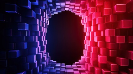 Poster - Abstract geometric pattern with colorful cubes and dark background