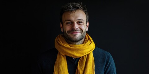 Wall Mural - Man with Yellow Scarf and Black Shirt