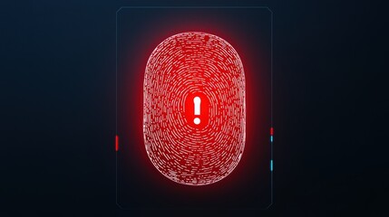 Poster - Red Warning Alert with Fingerprint Design on Dark Background