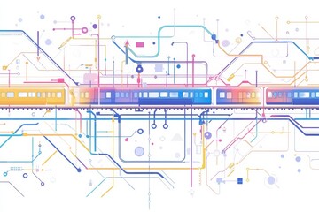 Aufkleber - Metro map and subway layout design showcasing public transportation routes and connections. Generative AI