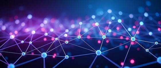 Abstract Futuristic Node Web: Complex Pattern on Dark Background